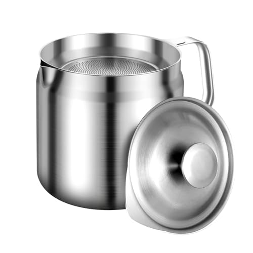 Stainless Steel Bacon Grease Container with Strainer