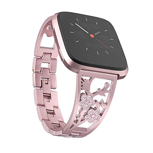 Stainless Steel Bands for Fitbit Versa 2/Versa Lite, Rose Gold