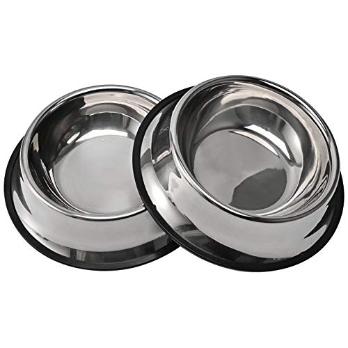 Stainless Steel Dog Bowl with Anti-Skid Rubber Base (8oz)