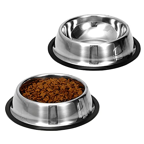 Stainless Steel Dog Bowls with Rubber Bottom