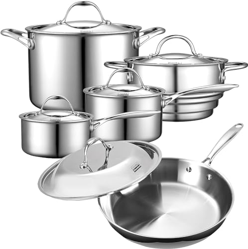 Stainless Steel Kitchen Cookware Sets 10-Piece