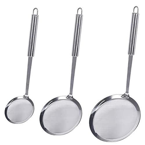 Stainless Steel Mesh Skimmer Spoon - 3 Pack