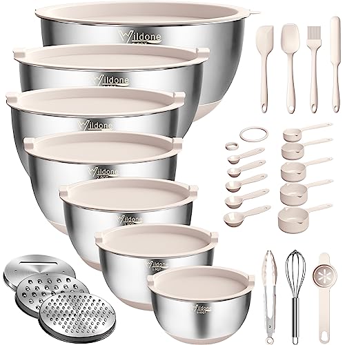 Stainless Steel Mixing Bowls Set with Airtight Lids, 27 PCS