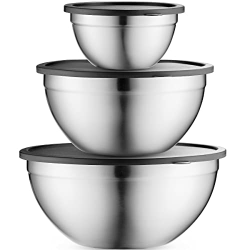 Stainless Steel Mixing Bowls with Airtight Lids - Versatile and Space-Saving
