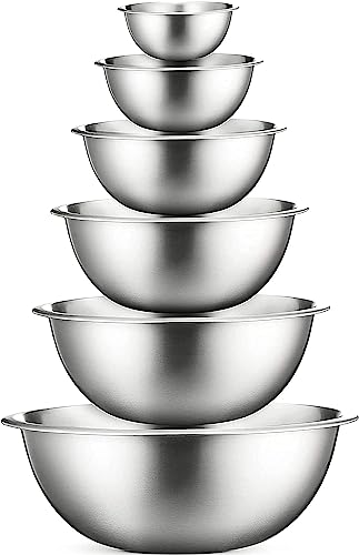 Stainless Steel Nesting Bowls Set - 6 Piece Mixing Bowls