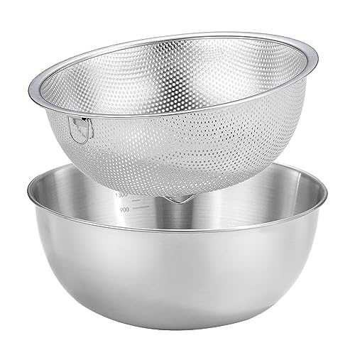 Stainless Steel Rice Strainer Bowl Set