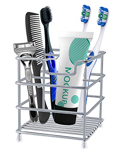 Stainless Steel Toothbrush and Toothpaste Holder Organizer