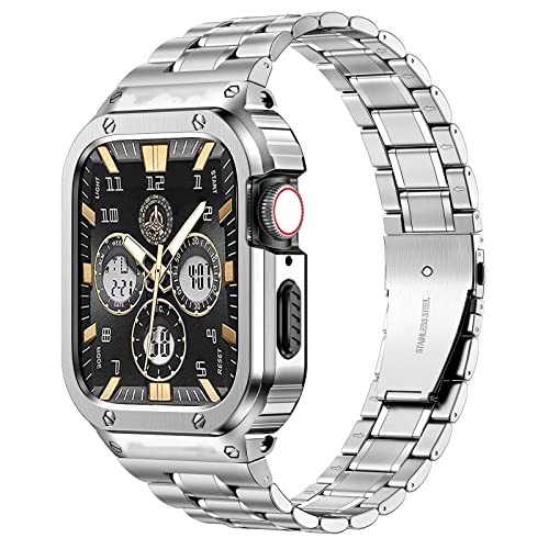 Stainless Steel Watch Band with Case for Apple Watch