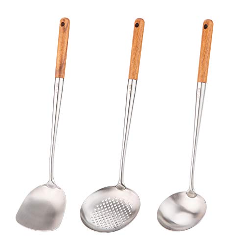 Stainless Steel Wok Spatula and Ladle Set