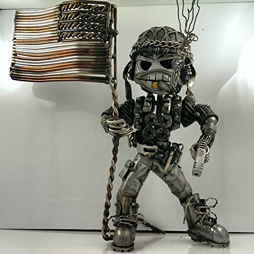 Standing Warrior Inspired Recycled Scrap Metal Sculpture