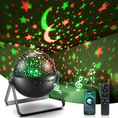 ONEFIRE Night Light for Kids + 15 Films & Bluetooth Music Kids Night Light  Projector for Kids Room,Remote Dimmable Baby Night Light,Rechargeable Timer
