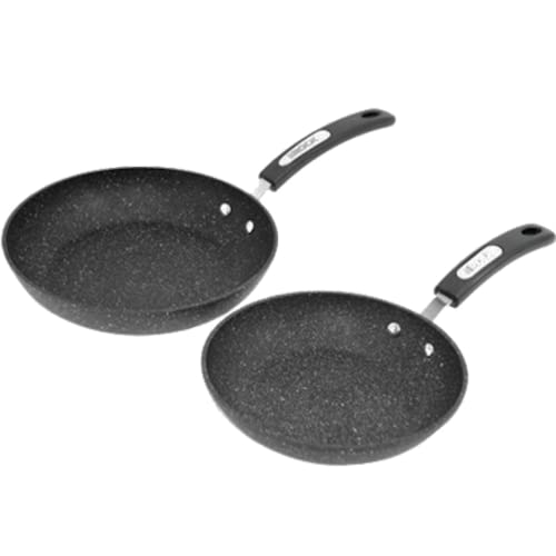 Starfrit Set of 2 Fry Pans, 9.5" and 8" with Bakelite Handles, Black