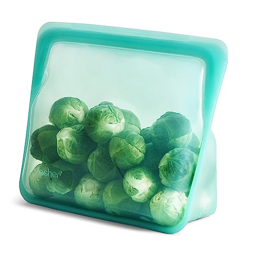 Stasher Reusable Silicone Storage Bag, Food Storage Container, Microwave and Dishwasher Safe, Leak-free, Stand Up - Mid, Aqua