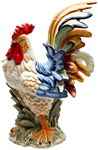 StealStreet SS-CG-31980, 15.75 Inch Porcelain Painted Colorful Rooster Bird Figurine Statue, Blue/Orange