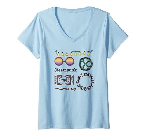 Steampunk Gadgets and Gears V-Neck T-Shirt