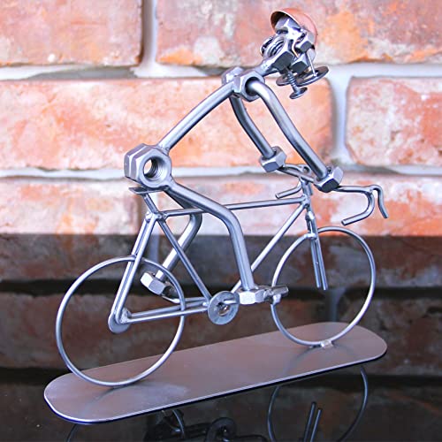 Steel Bike Sculpture Recycled Cyclist Figurine