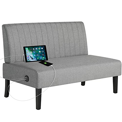 STHOUYN Mini Small Comfy Couch Armless Loveseat Sofa