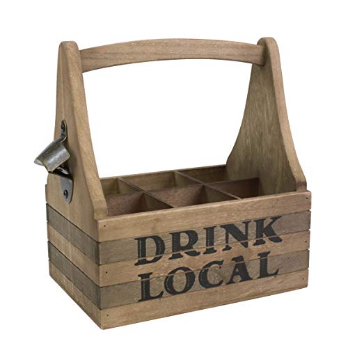 Stonebriar Beer Caddy with Handle and Opener, Large, Brown