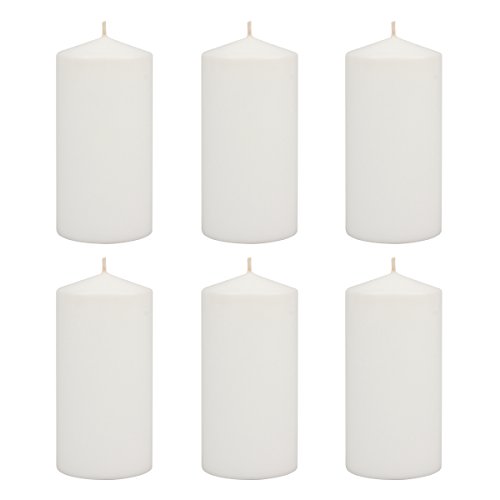 Stonebriar Tall Unscented Pillar Candles, White, 6 count