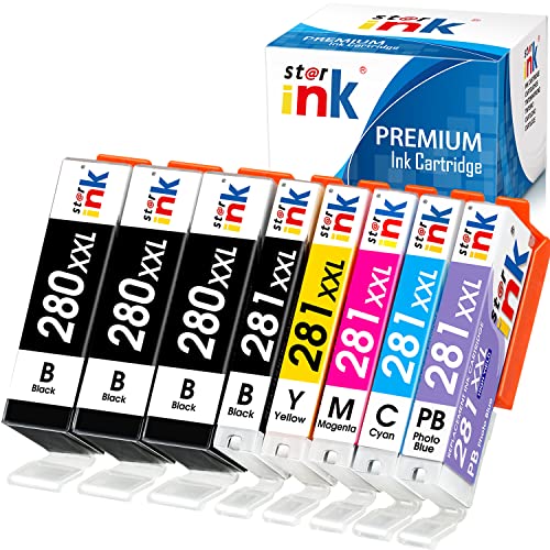 st@r ink Compatible Ink Cartridge Replacement for Canon 280 281 XXL PGI-280XXL/CLI-281XXL for Pixma TS8320 TS9120 TS8220 TS8120 TR8620 TR8620a TR8520 TR7520 TS6220 Printer, 8-Pack