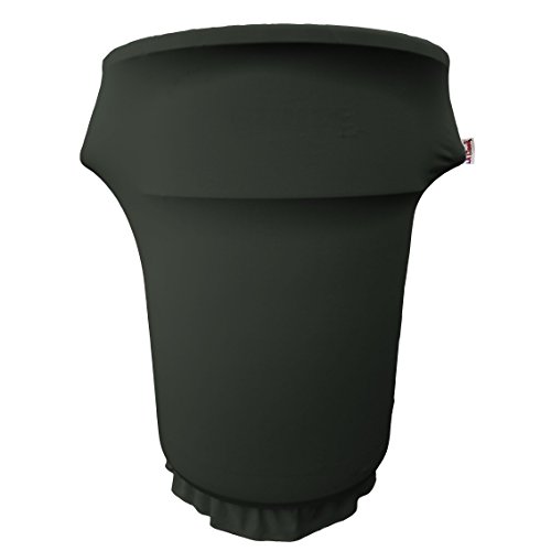 Stretch Spandex Fitted Trash Can Cover for 55 Gallon on Wheels, Black