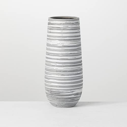 Striped Gray and White Vase
