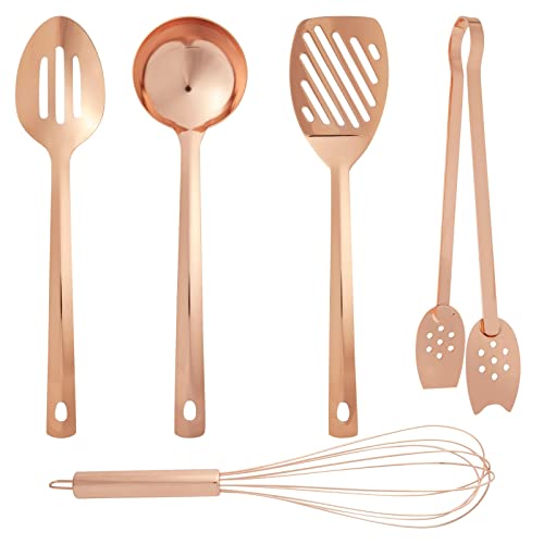 Stylish 5-Piece Copper Cooking Utensils Set