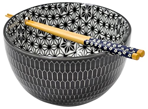 Stylish and Functional Noodle Bowl with Chopsticks