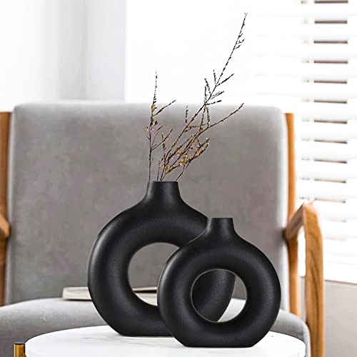 Stylish Black Ceramic Vase for Home Decor