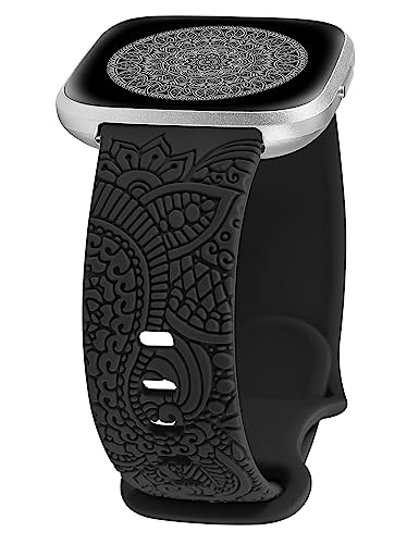 Stylish Boho Floral Engraved Band for Fitbit Versa Watches