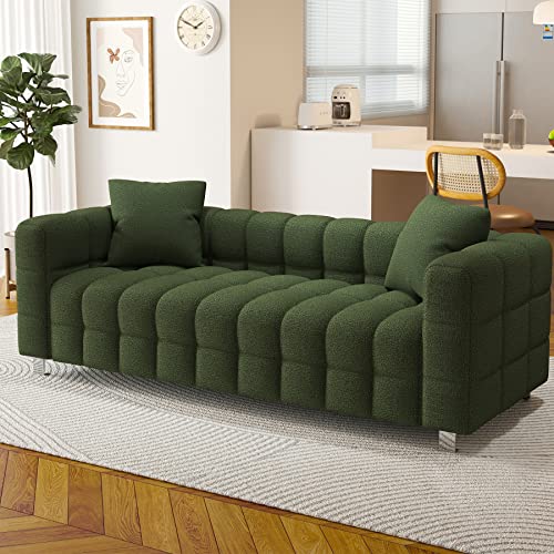 Stylish Dolonm Green-Teddy Sofa Couch with Metal Legs