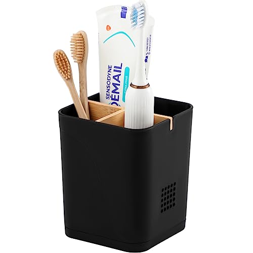 Stylish Electric Toothbrush Holder with Bamboo Dividers and Space-Saving Design