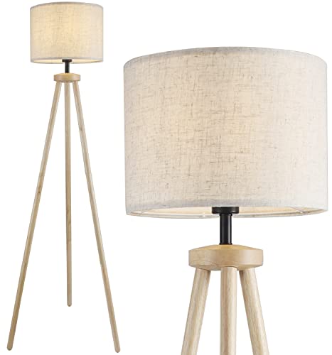 Stylish Tripod Floor Lamp with Flaxen Shade