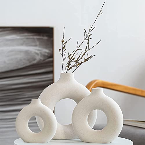 Stylish White Ceramic Vases Set for Modern Home Decor