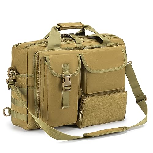 Stypos Tactical Messenger Bag, 17.3 Inch Tactical Briefcase for Man Military Laptop Bag Messenger Shoulder Bag (Khaki)