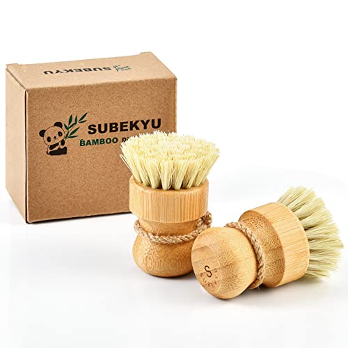 SUBEKYU Bamboo Dish Scrub Brushes
