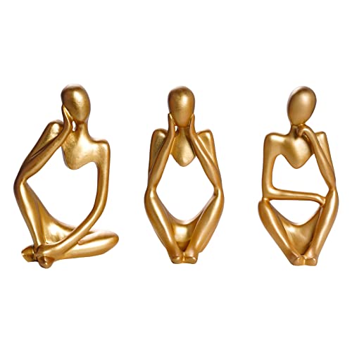 SUMERSHA Abstract Sculpture Mini Gold Resin Statue Set