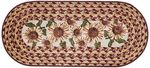 Sunflower Braided Pattern Rustic Floral Area Rug