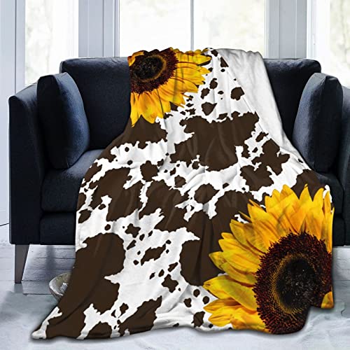 Sunflower Cow Print Blanket