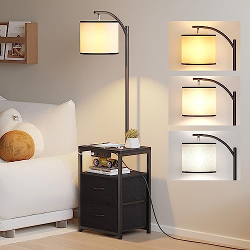 SUNMORY Floor Lamp with Table & 2 Drawers