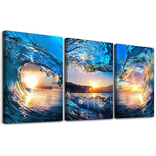 Sunrise Ocean Waves Canvas Wall Art