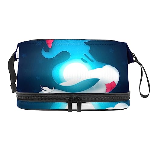 suojapuku Makeup Bag for Women Cosmetic Case,Night Landscape Mermaid,Cosmetic Organizer Bag Portable Travel Makeup Bag