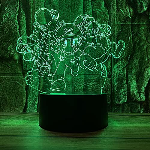 Super Mario Bros Cartoon Yoshi & Mario 3D LED Lamp