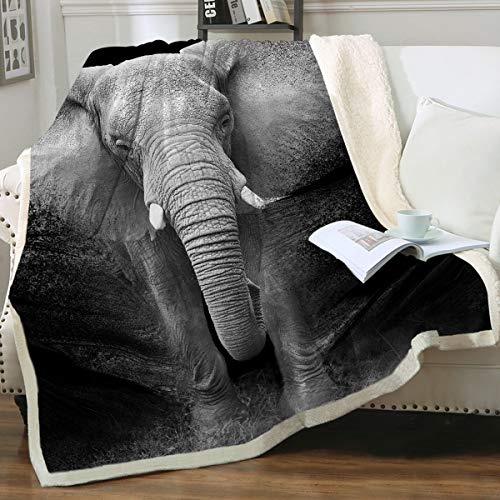 Super Soft Cozy Sherpa Fleece Elephant Blanket