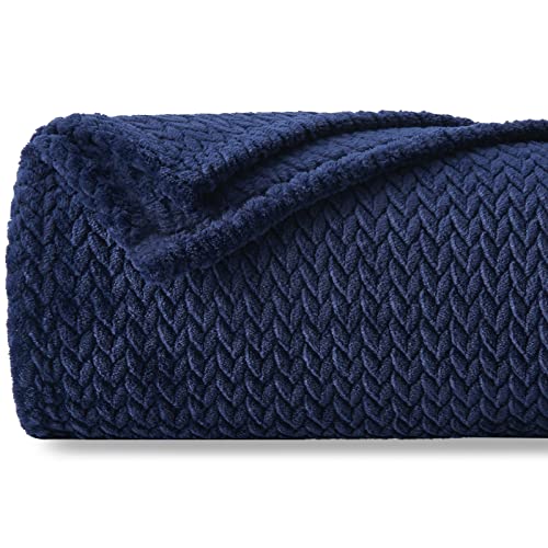 Super Soft Dark Navy Flannel Fleece Bed Blanket