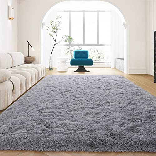 Super Soft Grey Fluffy Area Rug