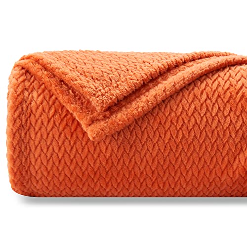 Super Soft Orange Flannel Fleece Throw Blanket