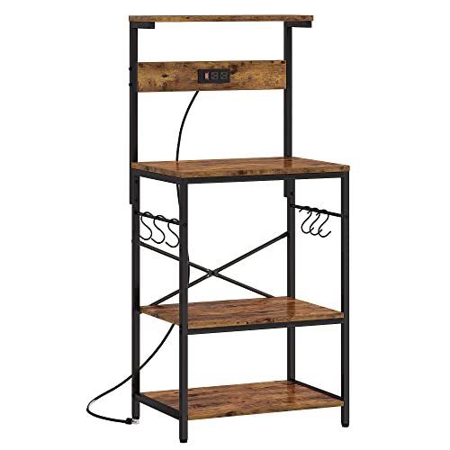 SUPERJARE Kitchen Bakers Rack with Power Outlet