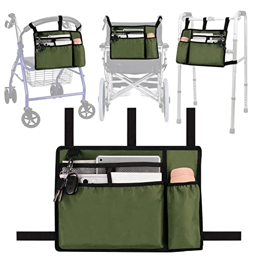 supregear Accessories Bag for Walker, Wheelchair, Rollator for Seniors, w/Cup Holder-Folding Walker Basket Large Capacity Waterproof Walker Caddy Pouch