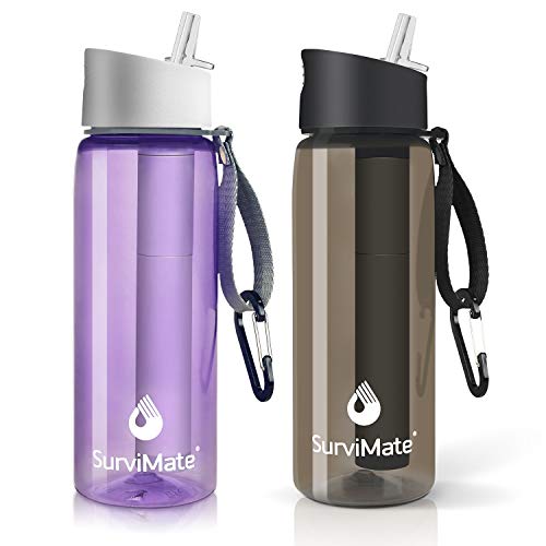 SurviMate Water Bottle with Filter Straw